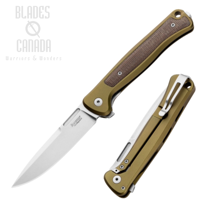 Lion Steel Skinny SK01A GS Flipper Framelock Knife, CPM MagnaCut, Aluminum Green/Micarta Green